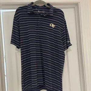 Under Armour Men's Navy Striped Georgia tech golf polo Shirt